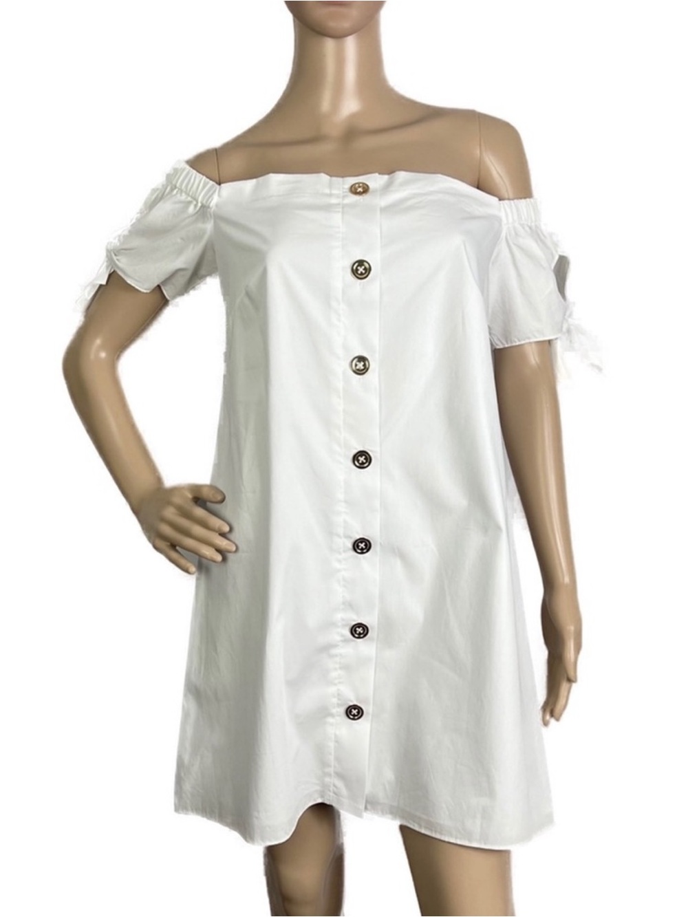 AMANDA UPRICHARD WHITE OFF-THE-SHOULDER MINI DRESS